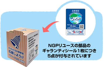 NGPリユース部品のギャランティシール1枚につき5点付与。